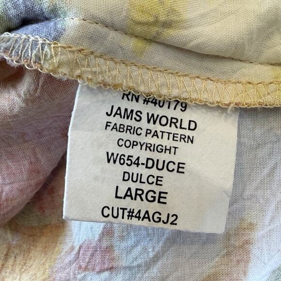 Jams World Tunic Top Womens Size Large Multicolor Peek a Boo Short Sleeve Rayon - Picture 7 of 7